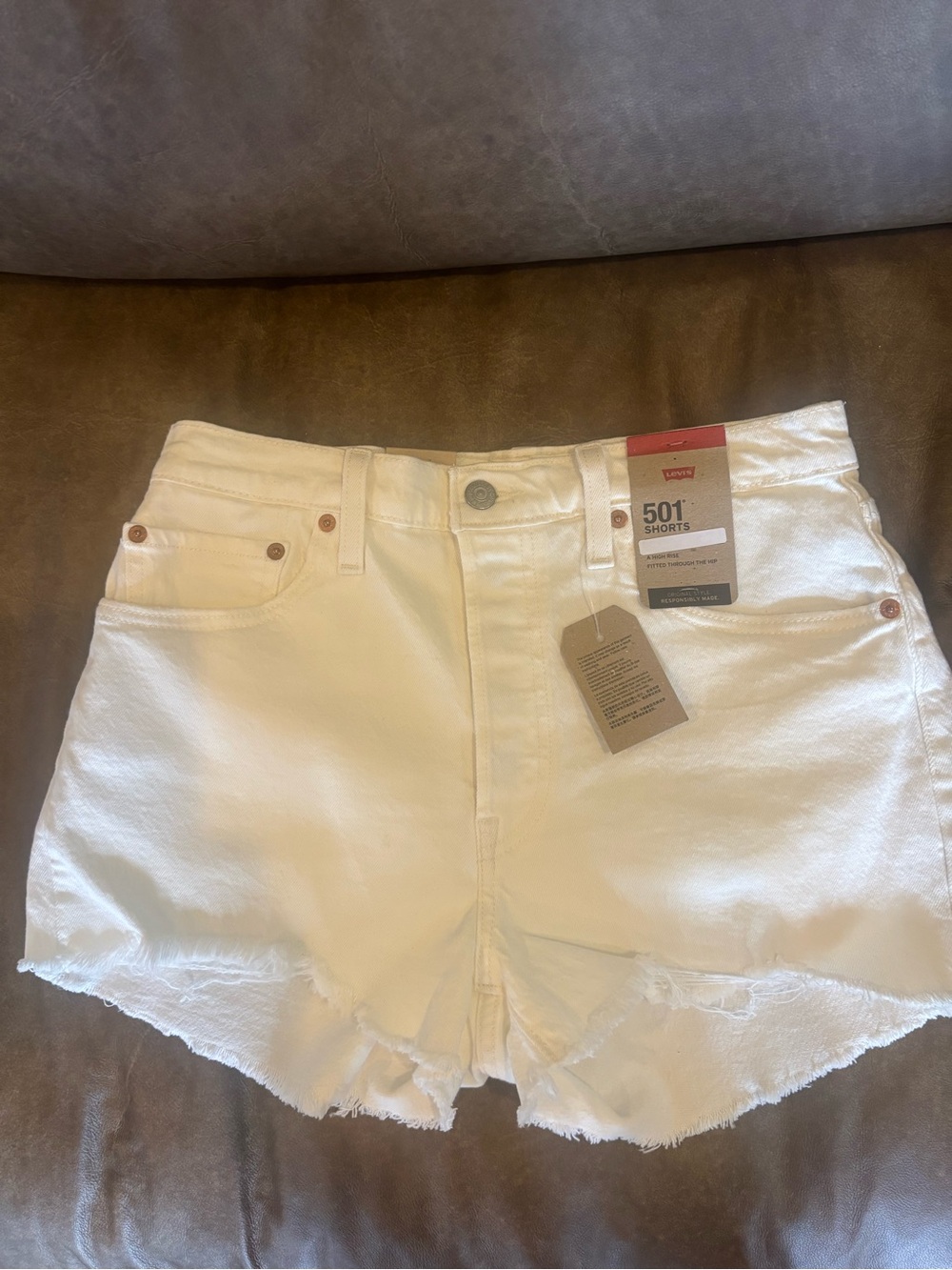 Levi's 501 High-Rise White Denim Shorts